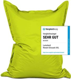 Lumaland Riesen-Sitzsack XXL 140x180 cm Wasserfestes Indoor & Outdoor Liegekissen über 3 Mio. anpassungsfähigen EPS-Perlen Bean Bag waschbarem Bezug