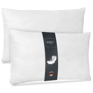 LILENO HOME Federkissen 40x80 cm [2er Set] - Kissen 40 x 80 cm aus Federn als Kopfkissen, Schlafkissen u. Bettkissen perfekt für Allergiker und Kinder - Federkernkissen mit je 750 g