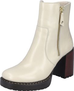 Rieker Damen Stiefelette Plateau Blockabsatz Zierreißverschluss Y4155, Größe:39 EU, Farbe:Beige