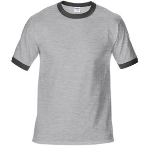 Männer Einfarbig Rundhalsausschnitt Kurzarm Tops Casual T-Shirt Lose Bluse Pullover,Farbe: Grauschwarz,Größe:L