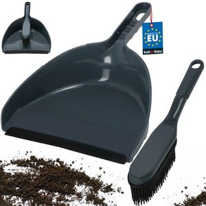 KOTARBAU® Handkehrset Handfeger mit Gummiborsten + Kehrschaufel mit Gummilippe für Schmutz Staub Fellhaare