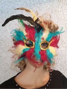 Fu613025 bunt Damen Herren Venizianische Maske Federmaske Fu613025 bunt Damen Herren Venizianische Maske Federmaske