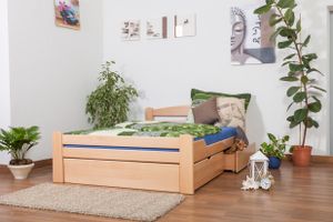 Bett mit Schubladen Buche 140 x 200 cm Natur