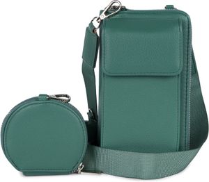 styleBREAKER Damen Taschen Set 2-Teilig Mini Bag mit Handy Fach und RFID Schutz, Umhängetasche, Handytasche, Crossbag 02012385, Farbe:Dunkelgrün