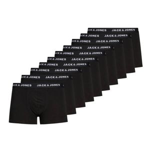 JACK&JONES Herren Boxer Shorts, 10er Pack - JACSOLID, Trunks, Baumwoll-Stretch, Logo einfarbig Schwarz L