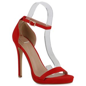 VAN HILL Damen Sandaletten High Heels Stiletto Klassische Absatzschuhe 839340, Farbe: Rot, Größe: 38