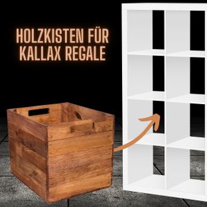 4er Paket Holzkiste "used" für Kallax Regale Einschubkiste Einsatz Schublade Kiste Korb