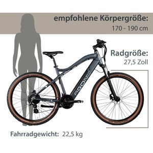 Agon Alpha E Bike Mountainbike Herren oder Damen 170 - 190 cm Pedelec 27,5 Zoll