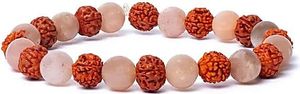 Armband Rudraksha/ Pfirsich Mondstein AA Qualität elastisch -- 0,8 cm