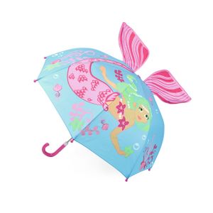 Dětský deštník s 3D vzorem mořské panny 527 (jedna velikost) (modrá/růžová)