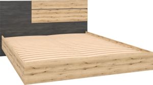 Rám postele Manželská posteľ 160/200 cm s matracom Fancy Artisan dub/čierna nórska borovica Bafra
