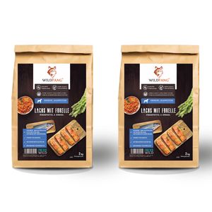 Wildfang Maxi Adult Premium Trockenfutter für Hunde mit 50% Lachs & Forelle 2 x 6 kg, getreidefrei, glutenfrei, hypoallergen