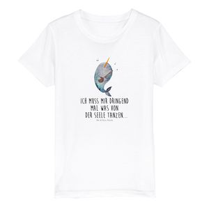 Mr. & Mrs. Panda 7-8 Jahre (122/128) Organic Kinder T-Shirt Narwal Gitarre - Weiß - Geschenk, Gespräche, Kinder T-Shirt Jungen, Urlaub, Meerestiere, Probleme, Meer