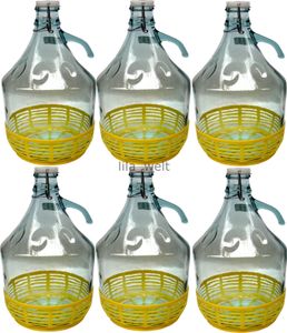 6 STÜCK Bügelflaschen Gärballon Glasballon Weinballon 5L mit Bügelverschluss