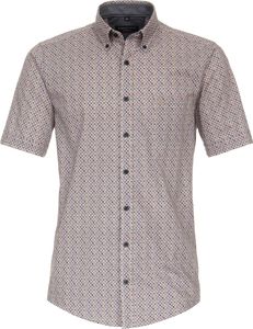 CASAMODA Herren Freizeithemd Kurzarm Button-Down Casual-Fit Blau gemustert 6XL