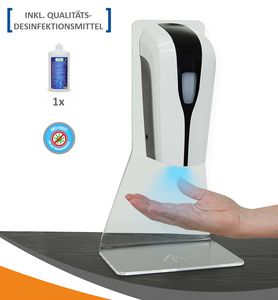 MyMaxxi -  Mobiler Hand Desinfektionsmittelspender Station Sensor SHOP Acryl Tisch & Tresen Spender Set 3x 1L Desinfektionsmittel automatisch  touchless disinfection  Desinfektionsspender