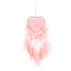 Wandhalterung hängen langer Tassel Feather Dreamcatcher für Schlafzimmer-Fleischrosa