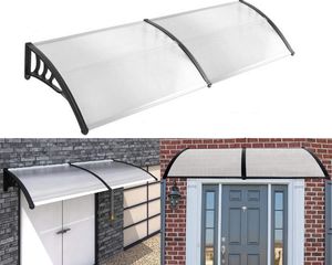 NAIZY Vordach für Haustür 200 x 100 cm - Transparent Polycarbonat Pultvordach Überdachung 5 mm, Schwarz (200 x 100 cm, Schwarz)