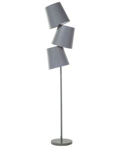 BELIANI Stehlampe Grau Metall 164 cm 3-flammig Stoffschirme langes Kabel mit Schalter Retro Design