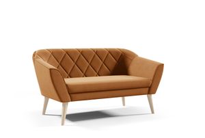 GUTTO Sofa 2 Sitzer -- MEA -- Hellbraun Sitzbank Samt Holzfüße Schnelle Lieferung skandinavischer Stil - schöne Steppung