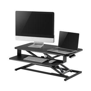 Sitz Steh Schreibtisch Höhenverstellbarer Schreibtischaufsatz mit Tastaturablage für Computer Laptop - Gasfeder Höhenverstellung bis 50 cm