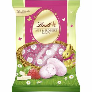 Lindt Weiß und Erdbeere Schokoladen Mini Eier einzeln verpackte 100g