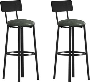 VASAGLE Barhocker, 2er Set, Barstühle, 39 x 39 x 100 cm, mit Fußstütze, PolyurethanBezug, einfacher Aufbau Olive-schwarz LBC069