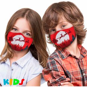 Kinder Mundschutz Nasenschutz Behelfsmaske, wasch-/ verstellbar Filterfach Motiv Weihnachten Schlitten