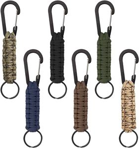 FNCF Schlsselanhnger Paracord, 6 Stück Schlüsselanhänger Exquisit und langlebig Geflochtene Lanyard Ring-Haken-Clip für Wandern Reisen