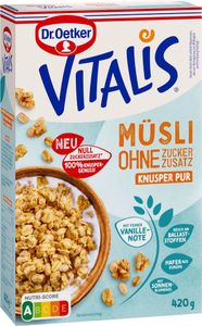 Oetker Vitalis ohne Zuckerzusatz Knuspermüsli Pur mit Vanille 420g