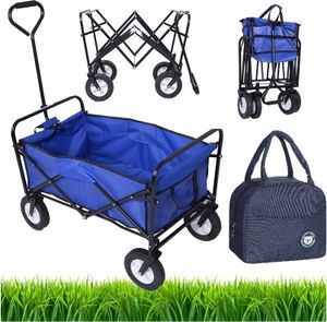 Ekspand | Klappbarer Strandwagen WT03 - Rot oder Blau - Robuste Bauweise - Mit Gratis Kühltasche