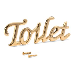 NKlaus Türschild Toilet aus Messing gold Toilettenschild 15x5cm WC Dekoration Schilder 11759