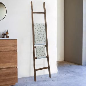 Leiter - Handtuchleiter Holz 180x5x44 cm - Handtuchhalter stehend Badezimmer und Schlafzimmer - Holzleiter deko