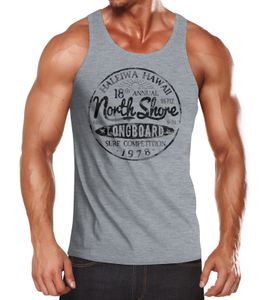 Herren Tank-Top North Shore Longboard Retro Surf Motiv Wellenreiten Muskelshirt Muscle Shirt Neverless®  S