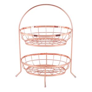 Echtwerk 2-stöckige Obst-Etagere, Dekorativer Obstkorb aus Eisen, Aufbewahrung für Obst und Gemüse, Kupfer-Edition