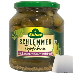 Kühne Schlemmertöpfchen Mild-Würzige extra knackige Cornichons mit Balsamico Bianco verfeinert 1er Pack (1x300g Glas) + usy Block
