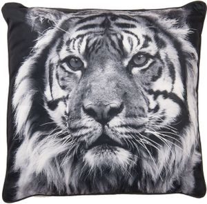 Clayre & Eef Dekokissen 45x45 cm Grau Synthetisch Quadrat Tiger