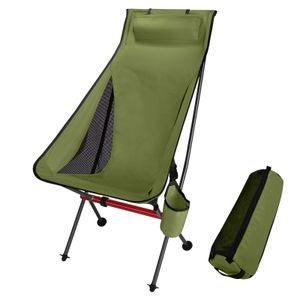 (Grün) Outdoor-Campingstuhl mit hoher Rückenlehne, tragbarer, faltbarer Ultraleichtstuhl, Klappstuhl für Camping, Picknick, Wandern, Angeln