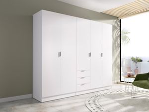Kleiderschrank mit 5 Türen & 3 Schubladen - 202 cm - Weiß - LISTOWEL