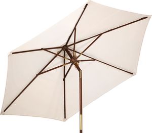 Sonnenschirm Sunshine 240 cm weiß Balkonschirm rund als hochwertiger Schattenspender knickbarer Marktschirm Holzschirm für Garten Terrasse Balkon