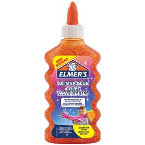 Elmer’s Bastel-Glitzerkleber | orange | 177 ml | auswaschbar | ideal zur Herstellung von Schleim | 1 Stück