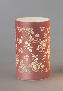 LED Deko Lampe, Leuchte ROSEN mit Timer H. 15cm rosa Glas Formano F24