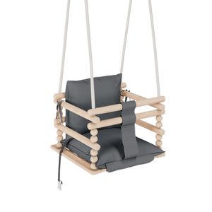 Babyschaukel Holz 3 in 1 + Sicherheitsgurt | Kinderschaukel Indoor | CE | 100% ECO