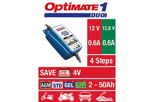 OPTIMATE 1 DUO (TM402-D), 12V/12,8V, 0,6A, 4-stufiges Ladegerät für 2-20Ah Std/AGM/GEL/LFP
