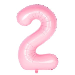 Oblique Unique Folien Luftballon mit Zahl 2 für Kinder Geburtstag Mädchen Jubiläum Party Deko Ballon rosa
