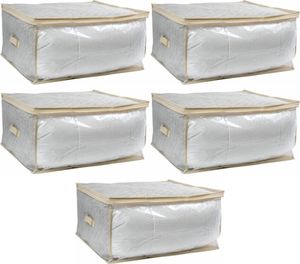 MSV® 5 sztuk - Składana torba XXL do przechowywania kołder 57 x 30 x 50 cm z zamkiem błyskawicznym