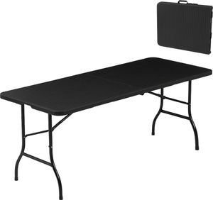 Albatros Buffettisch Klapptisch Schwarz/Rattan – robuste Konstruktion klappbar und hohe Tragkraft –für bis zu 10 Personen – für Bierzelt mit Tragegriff