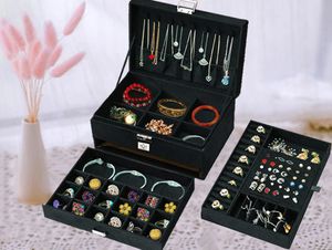💎Schmuckkästchen Schmuckkoffer Beauty Case Aufbewahrung, Halsketten, Armbanduhr eleganter Organizer für Schmuck Ordner Schmuckschatulle Schwarz💎