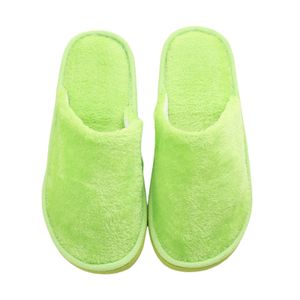 1 Paar Candy Color Anti-Rutsch weiche Sohle Runde Zehe Plüsch Hausschuhe Frauen Winter Slip-on flauschige flache Hausschuhe-Grün
