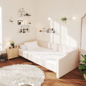 BEST WARE- Betten gut im Vintage-Stil,Design Tagesbett mit Matratze USB Creme Stoff 90x200 cm,Bettrahmen mit Lattenrost Einfach zu montieren